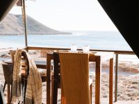 Terrace with chair and table at resort